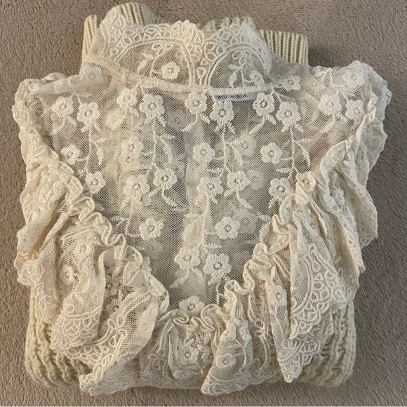 NEW * Zara * Lace Knit Sweater Cardigan Medium - Picture 6 of 7